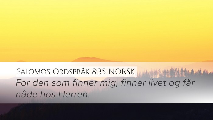 Salomos Ordspråk 8:35 NORSK Bible Verse Image
