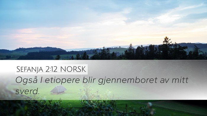 Sefanja 2:12 NORSK Desktop Wallpaper - Også I etiopere blir gjennemboret av mitt - Desktop Bible Verse Wallpaper