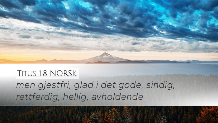 Titus 1:8 NORSK Bible Verse Image