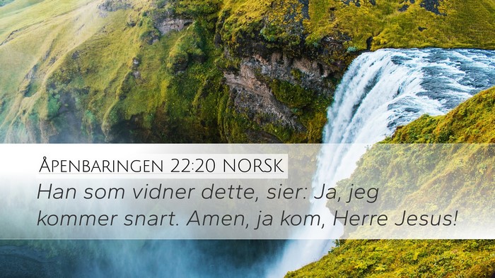 Åpenbaringen 22:20 NORSK Bible Verse Image