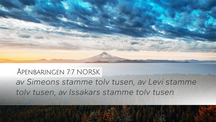 Åpenbaringen 7:7 NORSK Desktop Wallpaper - av Simeons stamme tolv tusen, av Levi stamme tolv - Desktop Bible Verse Wallpaper