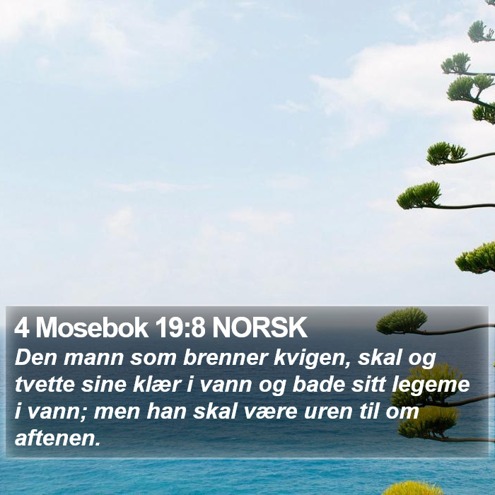 4 Mosebok 19:8 NORSK - Den mann som brenner kvigen, skal og tvette sine - Bible Verse Picture