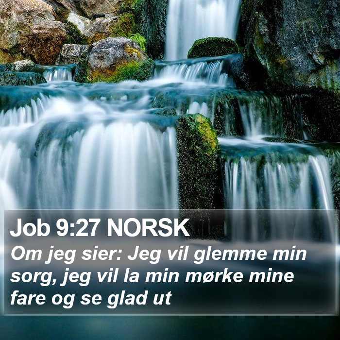 Job 9:27 NORSK - Om jeg sier: Jeg vil glemme min sorg, jeg vil la - Bible Verse Picture
