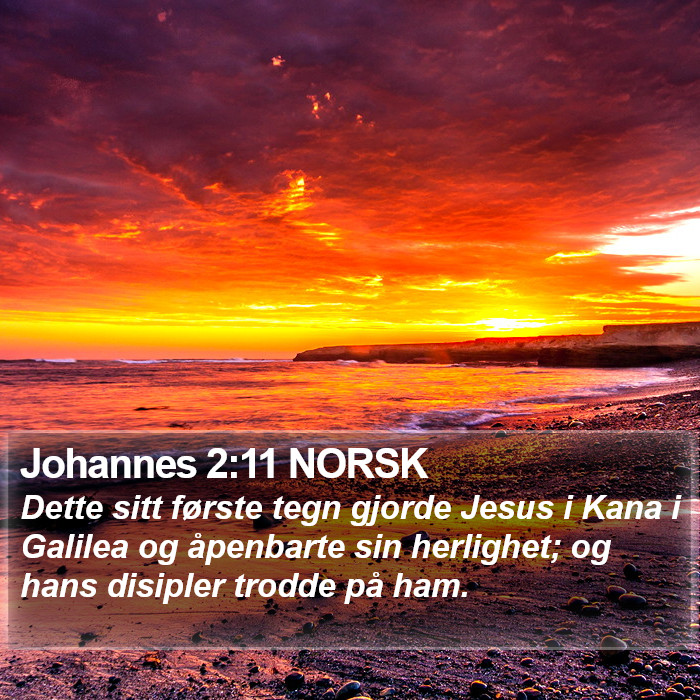 Johannes 2:11 NORSK - Dette sitt første tegn gjorde Jesus i Kana i
