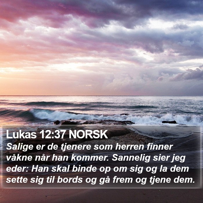 Lukas 12:37 NORSK - Salige er de tjenere som herren finner våkne