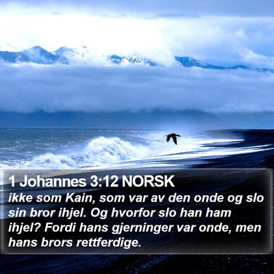 1 Johannes 3:12 NORSK Bible Verse Image