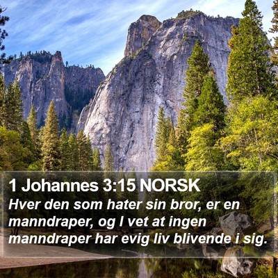 1 Johannes 3:15 NORSK Bible Verse Image