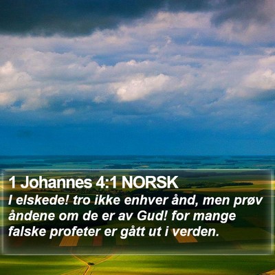 1 Johannes 4:1 NORSK Bible Verse Image