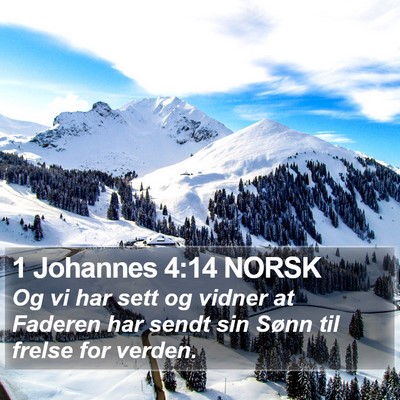 1 Johannes 4:14 NORSK Bible Verse Image