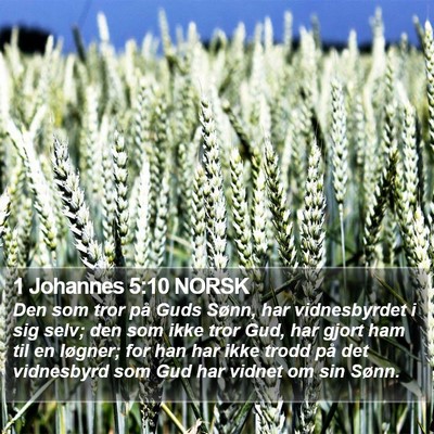1 Johannes 5:10 NORSK Bible Verse Image