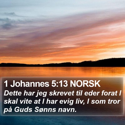 1 Johannes 5:13 NORSK Bible Verse Image