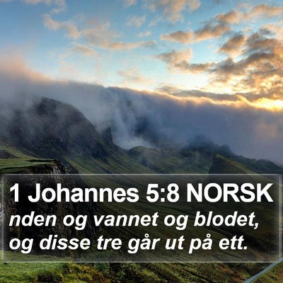 1 Johannes 5:8 NORSK Bible Verse Image