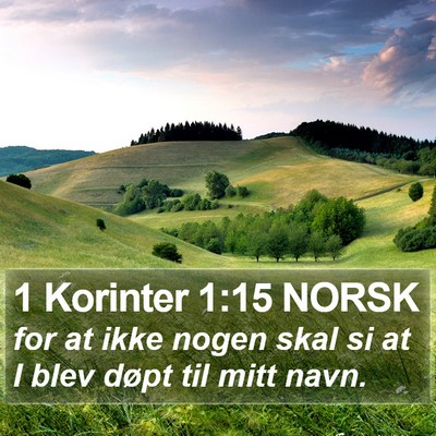 1 Korinter 1:15 NORSK Bible Verse Image