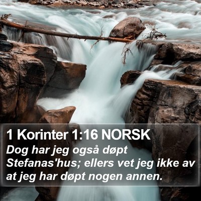 1 Korinter 1:16 NORSK Bible Verse Image