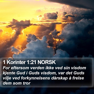 1 Korinter 1:21 NORSK Bible Verse Image