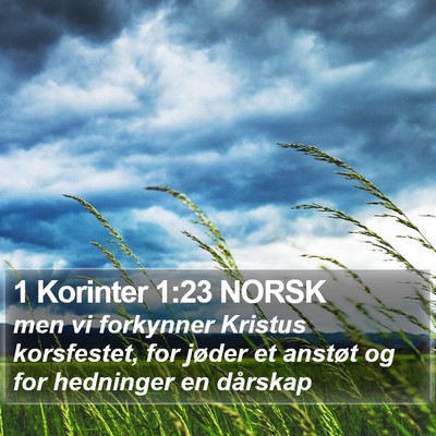 1 Korinter 1:23 NORSK Bible Verse Image
