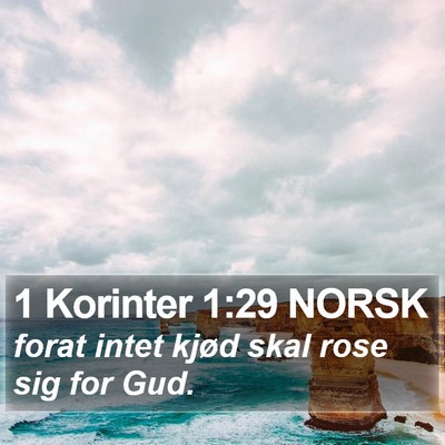 1 Korinter 1:29 NORSK Bible Verse Image