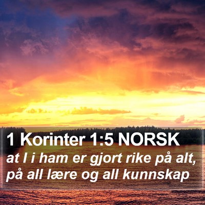 1 Korinter 1:5 NORSK Bible Verse Image