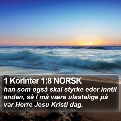 1 Korinter 1:8 NORSK Bible Verse Image