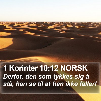 1 Korinter 10:12 NORSK Bible Verse Image