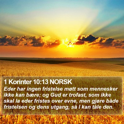 1 Korinter 10:13 NORSK Bible Verse Image