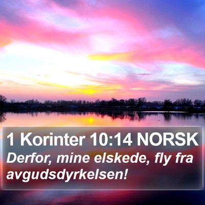 1 Korinter 10:14 NORSK Bible Verse Image