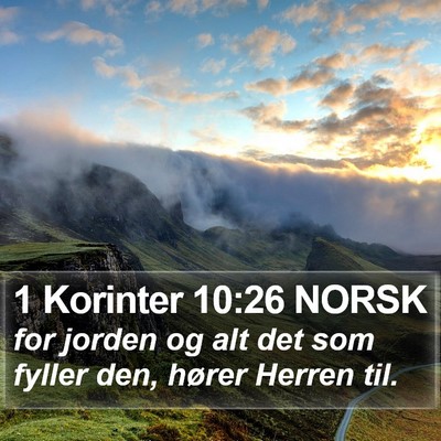 1 Korinter 10:26 NORSK Bible Verse Image