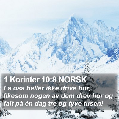 1 Korinter 10:8 NORSK Bible Verse Image