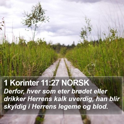 1 Korinter 11:27 NORSK Bible Verse Image