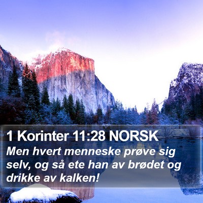 1 Korinter 11:28 NORSK Bible Verse Image