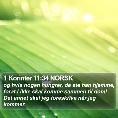1 Korinter 11:34 NORSK Bible Verse Image