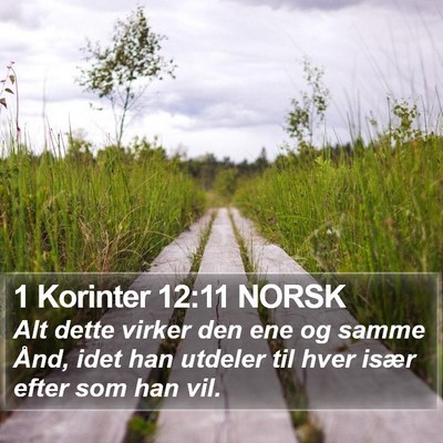 1 Korinter 12:11 NORSK Bible Verse Image