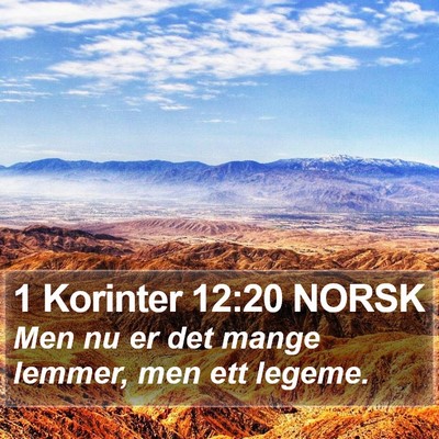 1 Korinter 12:20 NORSK Bible Verse Image