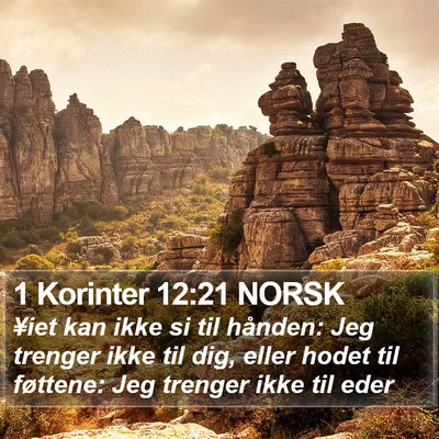 1 Korinter 12:21 NORSK Bible Verse Image