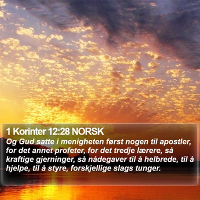 1 Korinter 12:28 NORSK Bible Verse Image