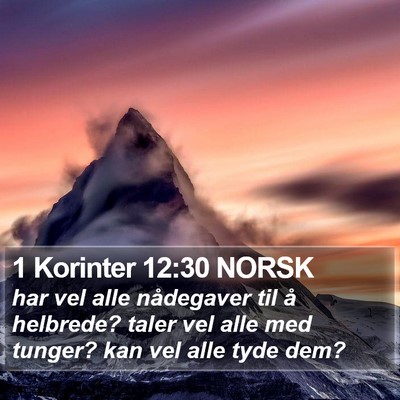 1 Korinter 12:30 NORSK Bible Verse Image