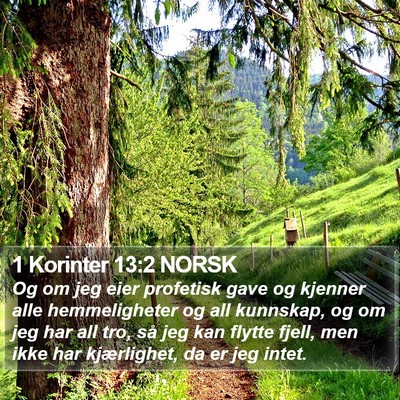 1 Korinter 13:2 NORSK Bible Verse Image