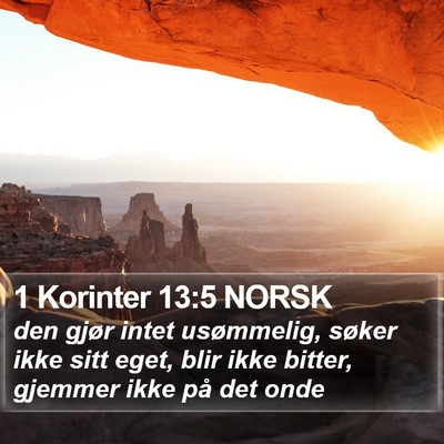 1 Korinter 13:5 NORSK Bible Verse Image