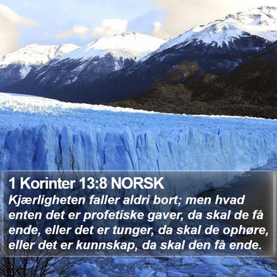 1 Korinter 13:8 NORSK Bible Verse Image