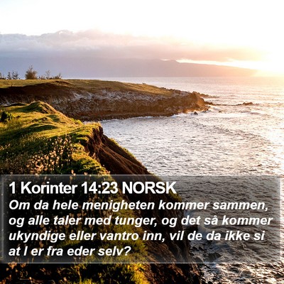 1 Korinter 14:23 NORSK Bible Verse Image
