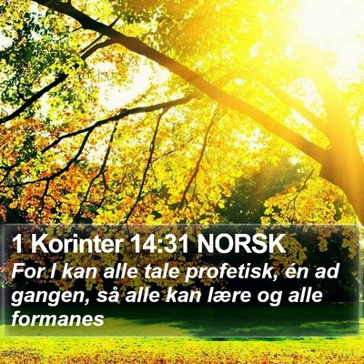 1 Korinter 14:31 NORSK Bible Verse Image