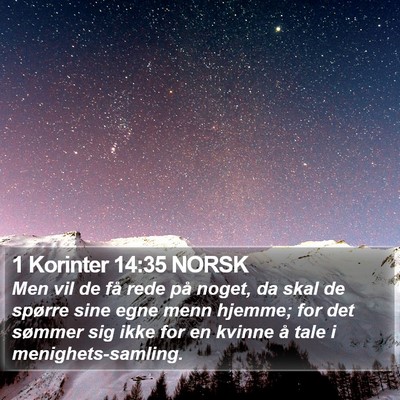 1 Korinter 14:35 NORSK Bible Verse Image