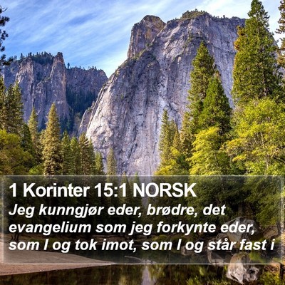 1 Korinter 15:1 NORSK Bible Verse Image