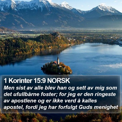 1 Korinter 15:9 NORSK Bible Verse Image