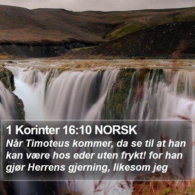 1 Korinter 16:10 NORSK Bible Verse Image