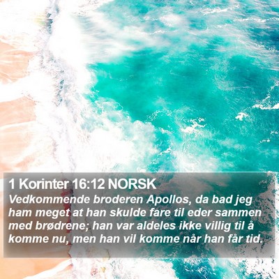1 Korinter 16:12 NORSK Bible Verse Image