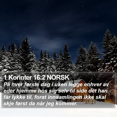 1 Korinter 16:2 NORSK Bible Verse Image