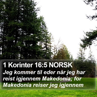 1 Korinter 16:5 NORSK Bible Verse Image