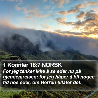 1 Korinter 16:7 NORSK Bible Verse Image