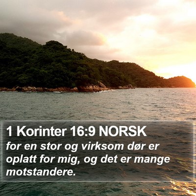 1 Korinter 16:9 NORSK Bible Verse Image